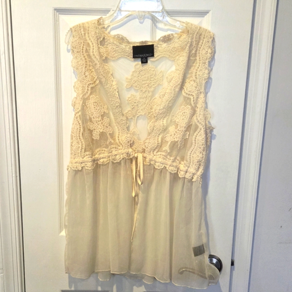 Cynthia Rowley Cream Lace Top